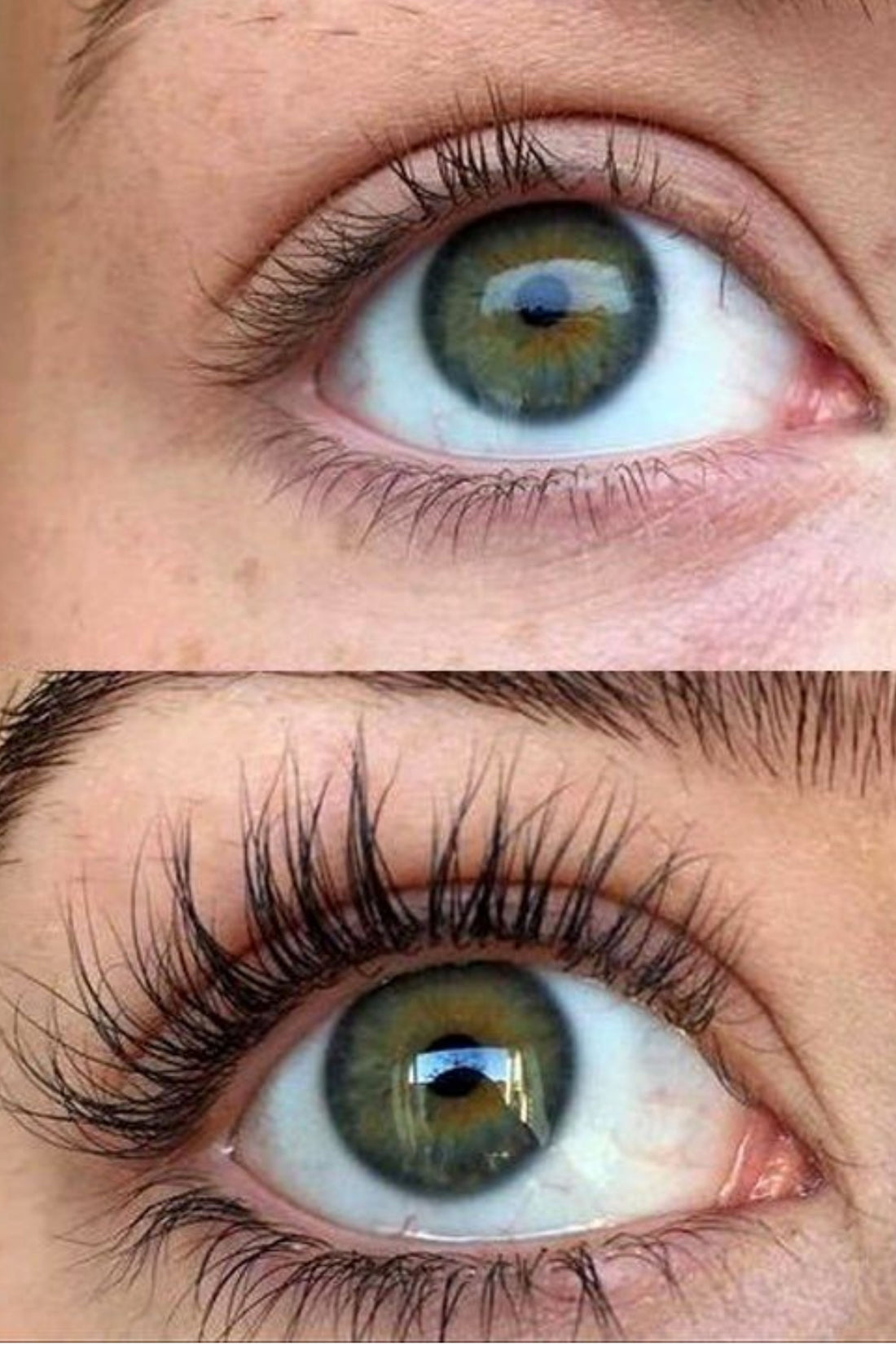 Blue eye con pestañas naturales visiblemente más largas y de aspecto más sano gracias al sérum Qualash
